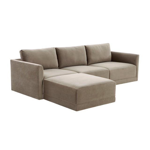 Boho Chic Willow Taupe Modular 4-Piece Performance Velvet Sectional For Sale - Image 3 of 6