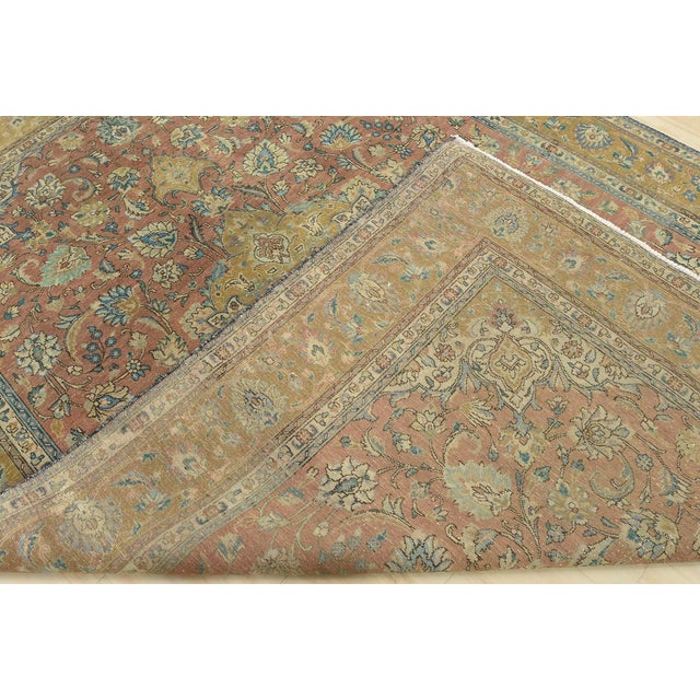 Tabriz Rug 8’6” X 11’5” Red Wool Vintage Distressed Hand-Knotted Carpet For Sale - Image 14 of 15