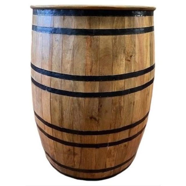 Rustic Bourbon Whiskey Barrel Open Wine Bar Cabinet For Sale In Philadelphia - Image 6 of 7