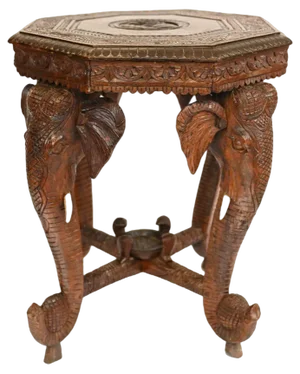 Elephant Legs Carved Burmese Side Table Burma, 1880s