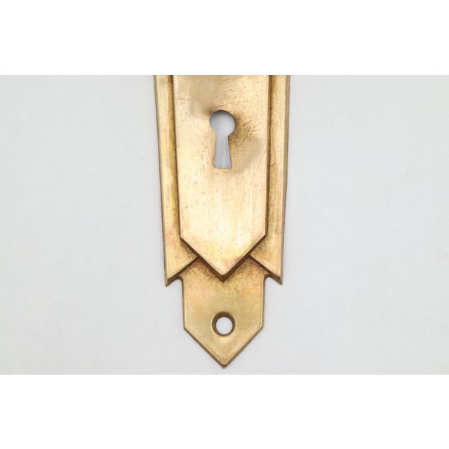 Mid 20th Century Pair of Vintage Glass Dummy Door Knobs With Deco Keyhole Plates For Sale - Image 5 of 7