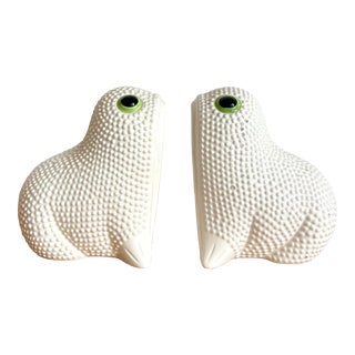 Jean Rogers Style Hobnail Frog Book Ends For Sale