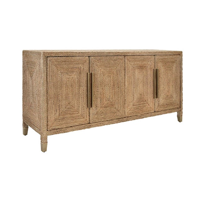 Contemporary Matthew Izzo Home Casey Wrapped Rope Four Door Buffet With Satin Brass Door Pulls and Footcaps For Sale - Image 3 of 10