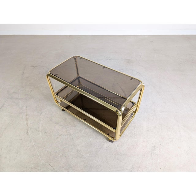 Metal Mid-Century Modern Serving Trolley in Brass and Glass, Italy, 1970s For Sale - Image 7 of 10
