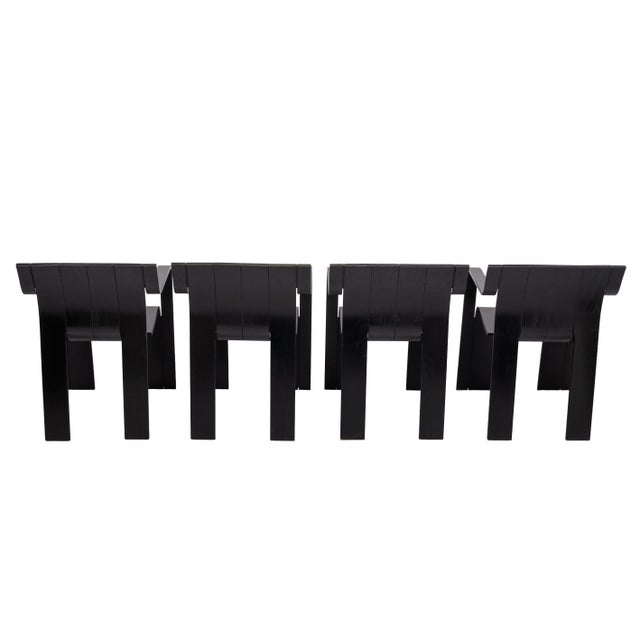Black Strip Armchairs by Gijs Bakker for Castelijn, Holland, 1970s, Set of 4 For Sale - Image 10 of 18