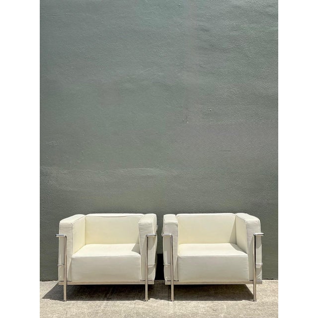 Vintage Chrome Frame Lounge Chairs After Corbusier - A Pair For Sale - Image 11 of 18