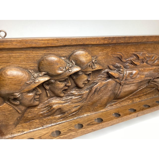Antique Arts and Crafts Crop Holder Horse Racing Hand Carving Relief Featuring Equestrian Riders For Sale In New York - Image 6 of 6
