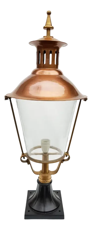 Antique Victorian Classic Copper Pillar Lamp Lantern on Base Outdoor Lamp
