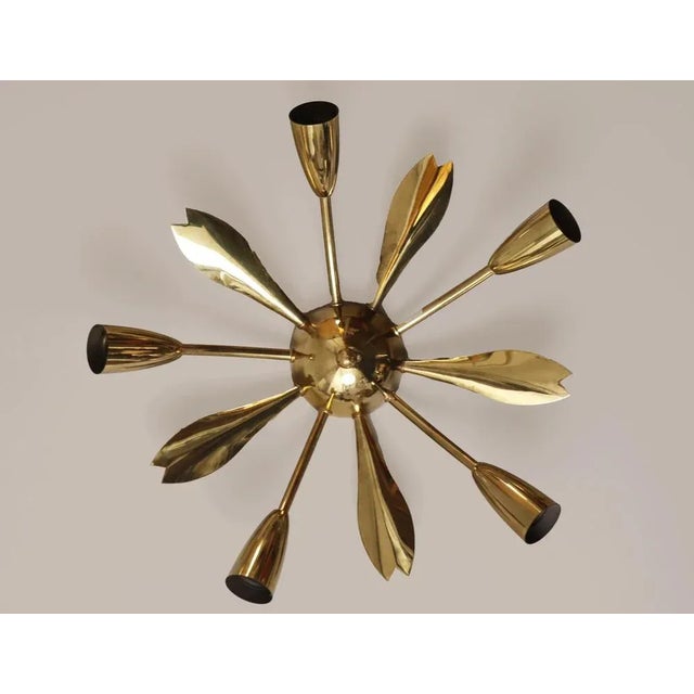 Mid-Century Brass Sputnik Ceiling Light, 1950s, in Very Good conditions. Designed 1950 to 1959 European Plug (up to...