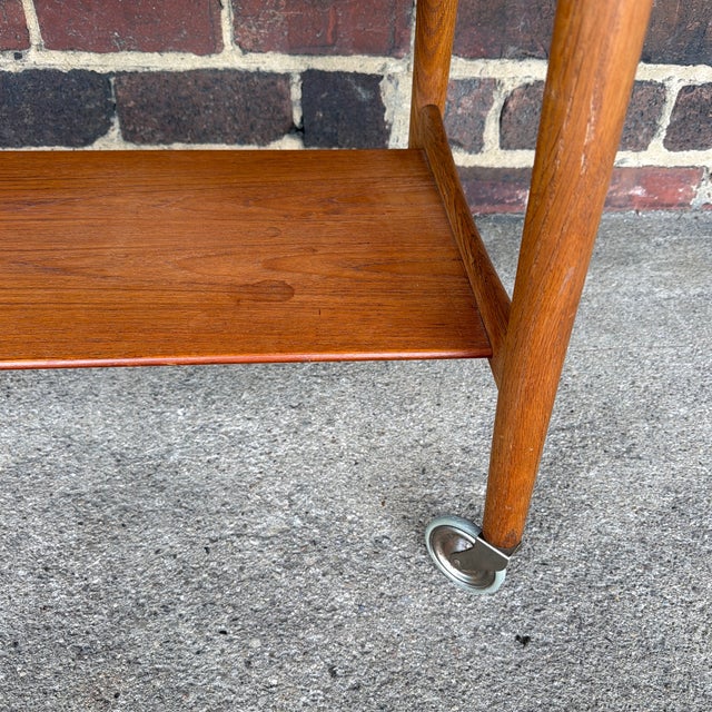 Hans J. Wegner for Andreas Tuck at-15 Danish Modern Teak Drop-Leaf Tea Trolley For Sale - Image 10 of 12