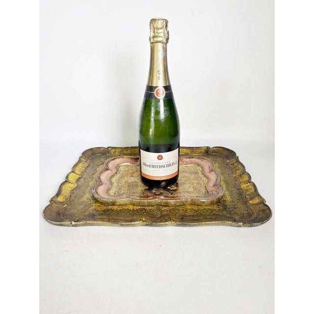 20th Century Gilded Wooden Trays, India, Set of 2 For Sale - Image 3 of 14