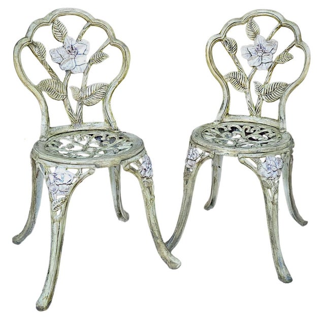 Vintage Cast Iron Victorian-Style Garden Chairs, a Pair For Sale - Image 11 of 11