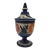 Petite Antique Blue & Orange Ceramic Hand-Painted Cover Jar For Sale