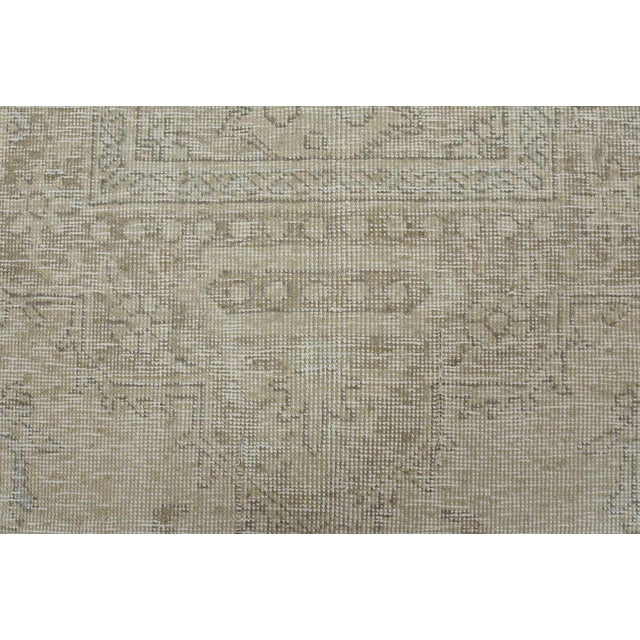 Tabriz Rug 5’11” X 9’2” Beige Wool Vintage Distressed Hand-Knotted Carpet For Sale - Image 11 of 15