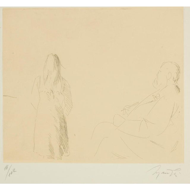 Giacomo Manzú, Painter and Model, 16/102, 1960s, Etching For Sale