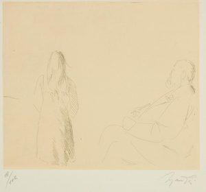 Giacomo Manzú, Painter and Model, 16/102, 1960s, Etching