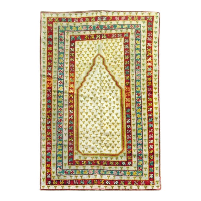 Antique Zabihi Collection Turkish Ghiordes Prayer Rug - 3'8" x 5'4" For Sale