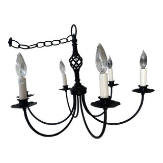 1990s Hubbardton Forge Hand-Forged Wrought Iron 6-Arm Candelabra Chandelier For Sale