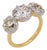 Mid 20th Century Gia 4.58 Carat Old Cut Diamond 18k Yellow Gold Colette Set Three Stone Ring, , Size 6.5 For Sale