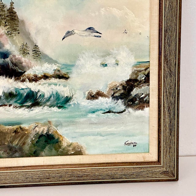 1980s Mid-Century Impressionist Coastal Seascape Original Oil Painting, “Old North Sea”. For Sale - Image 5 of 13