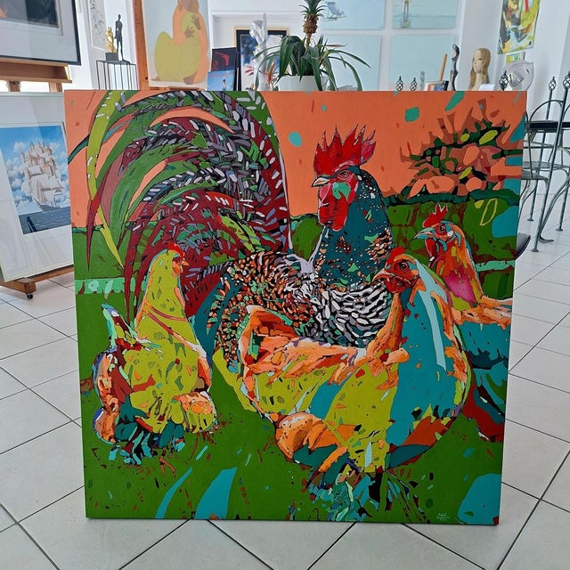 Rafal Gadowski, Rooster and Hens 12, 2026, Oil Painting on Canvas For Sale - Image 3 of 8