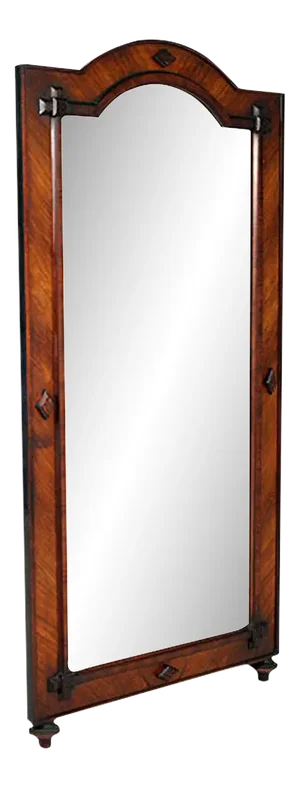 Large Antique Solid and Walnut Veneer Floor Mirror