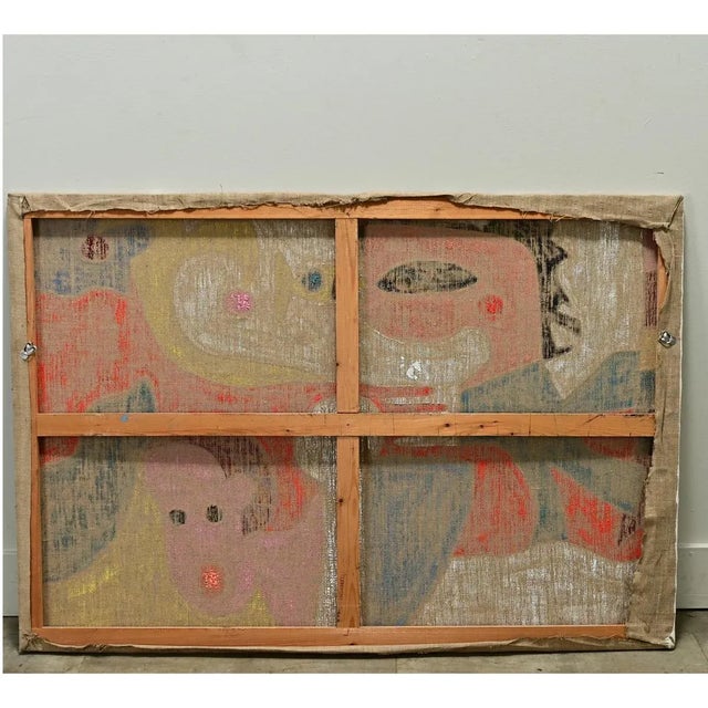 Violet French Vintage Mid-Century Abstract Painting For Sale - Image 8 of 10