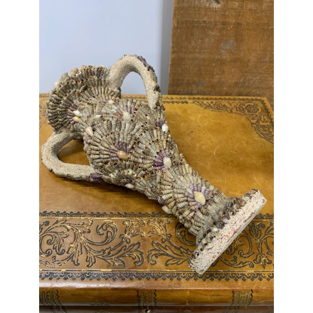 Sand 1920s French Decorative Terra Cotta Vase Encrusted With Sand & Tiny Sea Shells For Sale - Image 8 of 10