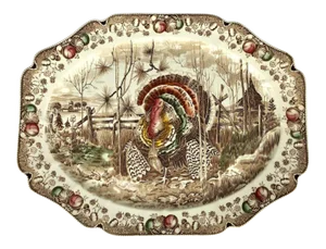 English Transfer-Ware Large Turkey Platter, His Majesty by Johnson Brothers