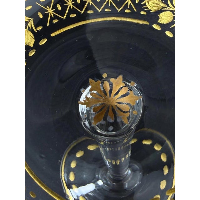 Glass Antique Gilt Decorated Art Glass Goblet, 1890s For Sale - Image 7 of 10
