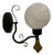 Vintage Opal Glass Globe Wall Lamp with Wood Detail, Europe, 1970s For Sale