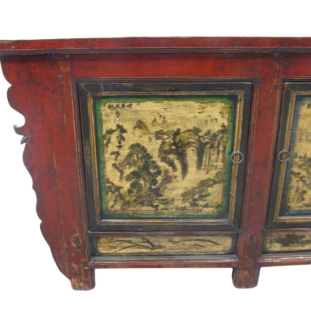 Brown Late 19th Century Hand Painted Antique Mongolia Sideboard For Sale - Image 8 of 11