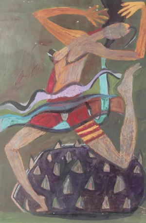 Dagmar Jelínková, Dancer, 1990s, Tempera, Watercolor, Pastel & Pencil on Paper, Framed