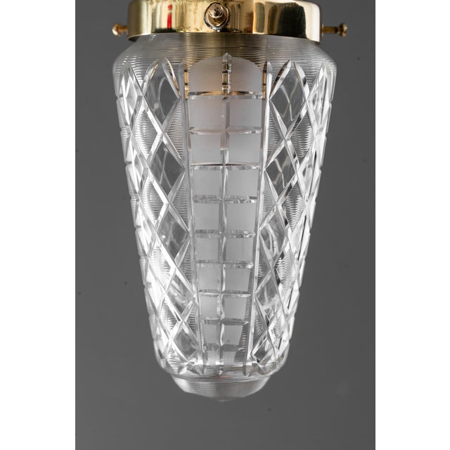 Small Art Deco Ceiling Lamps with Cut Glass Shades, Vienna, Austria, 1920s, Set of 5 For Sale - Image 11 of 18