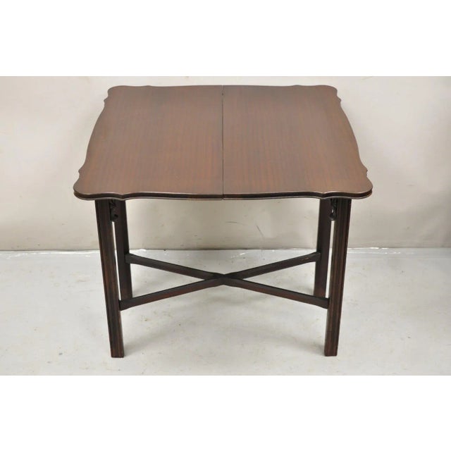 Traditional Early 20th Century Antique Mahogany Georgian Style Flip Top Console Game Table For Sale - Image 3 of 12