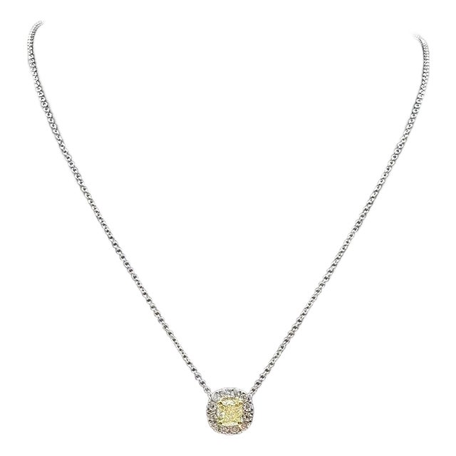 Natural Yellow Diamond Pendant Necklace in 14kt Gold -0.67ctw, Adjustable 16-18" For Sale