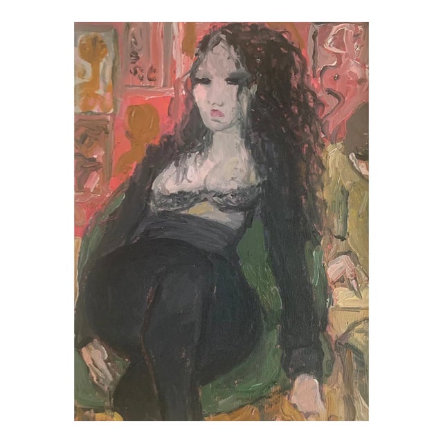 Bruno Paoli "In the Study" Original Italian Modern Domestic Interior, 20th Century Florence Italy Fine Art Painting, Oil on Canvas, 26.5x22.5" For Sale