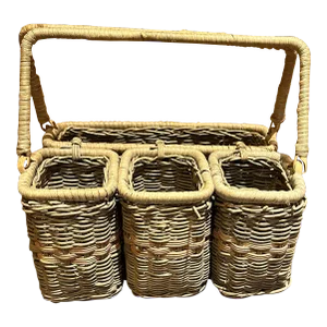 Classic Wicker Flatware and Napkin Caddy Basket