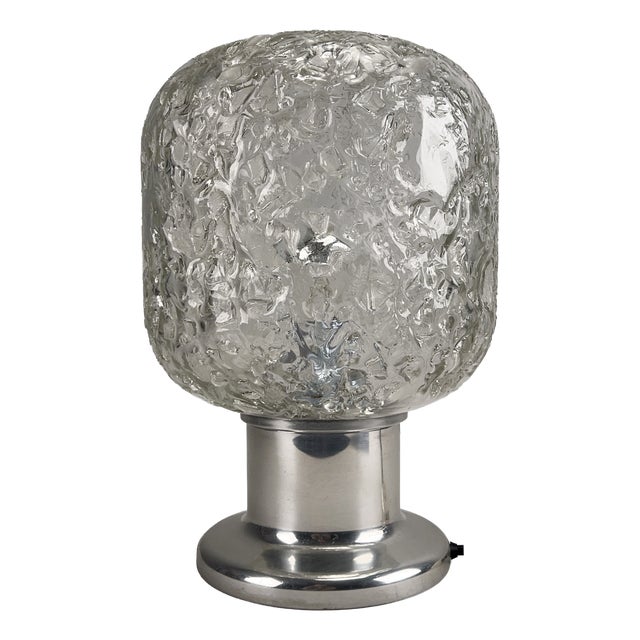 Table Lamp with Mouth-Blown Glass Shade and Silver Base from Doria Leuchten, Germany, 1970s For Sale