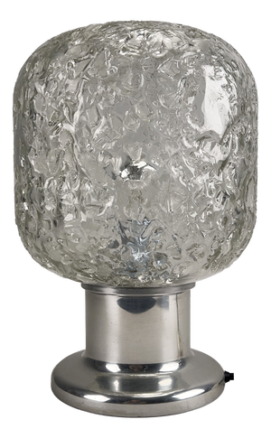 Table Lamp with Mouth-Blown Glass Shade and Silver Base from Doria Leuchten, Germany, 1970s