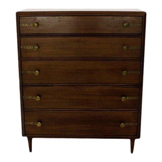 Mid Century Modern Johnson for John Stuart Walnut High Chest Dresser For Sale