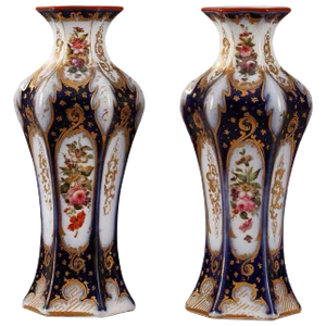 Napoleon III Porcelain Vases, Set of 2