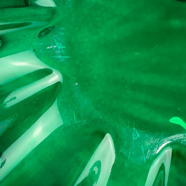 Vintage Oversized Villeroy & Boch 'Neptun' Emerald Green Fluted Crystal Bowl, Made in Germany For Sale - Image 9 of 10