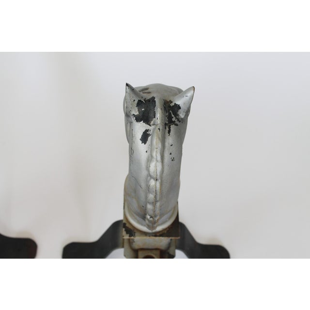 Pair of Vintage Cast Iron Horse Head Andirons For Sale - Image 9 of 13