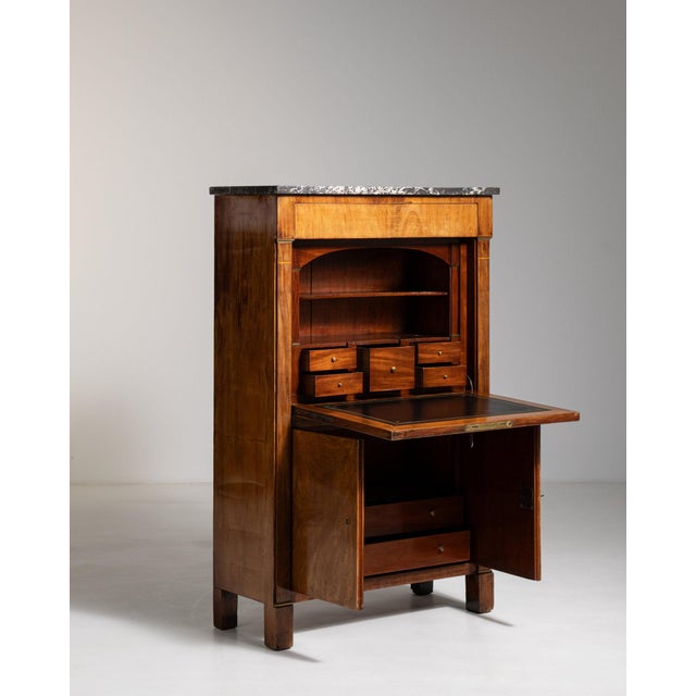 19th Century France Empire Brown Wood Writing Desk For Sale - Image 10 of 11