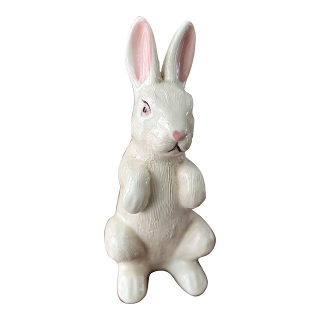 Mid-Century White Ceramic Rabbit Figurine For Sale
