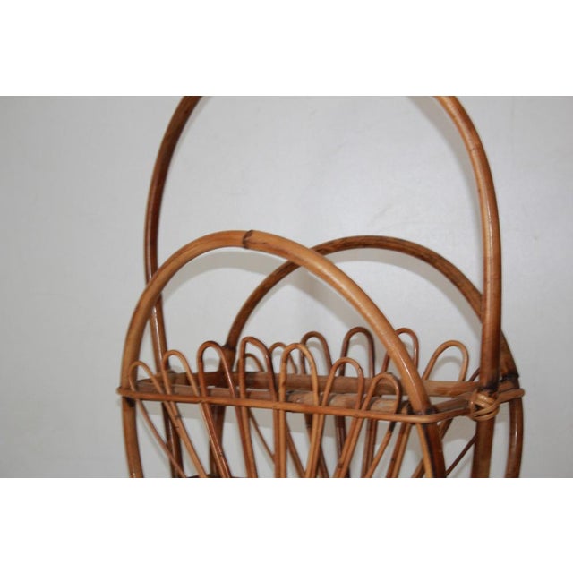 Wicker and Bamboo Porta Magazine Rack, 1960s For Sale - Image 12 of 16