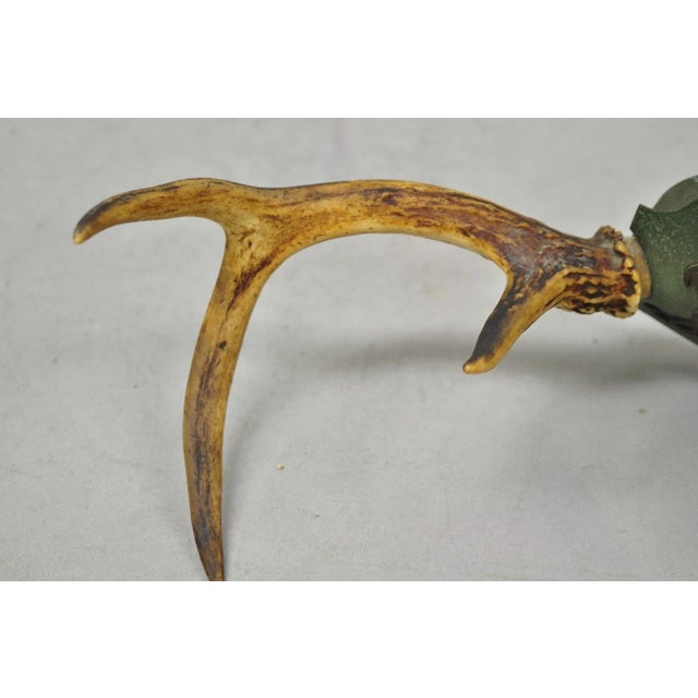 Antique Victorian Taxidermy Whitetail Deer Antler Wall Mount Metal Shield Plaque For Sale - Image 9 of 15