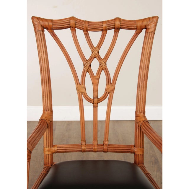 McGuire Chippendale Style Split Reed Rattan Armchairs - A Pair For Sale - Image 4 of 13