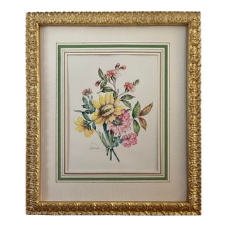 Italian Floral Watercolor Painting by Vittorio Guddittoi For Sale